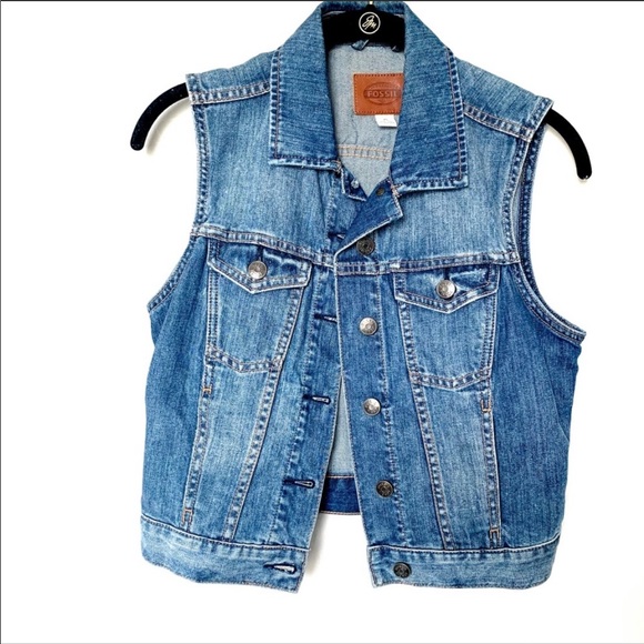 Vintage custom denim Fossil vest - Picture 9 of 10